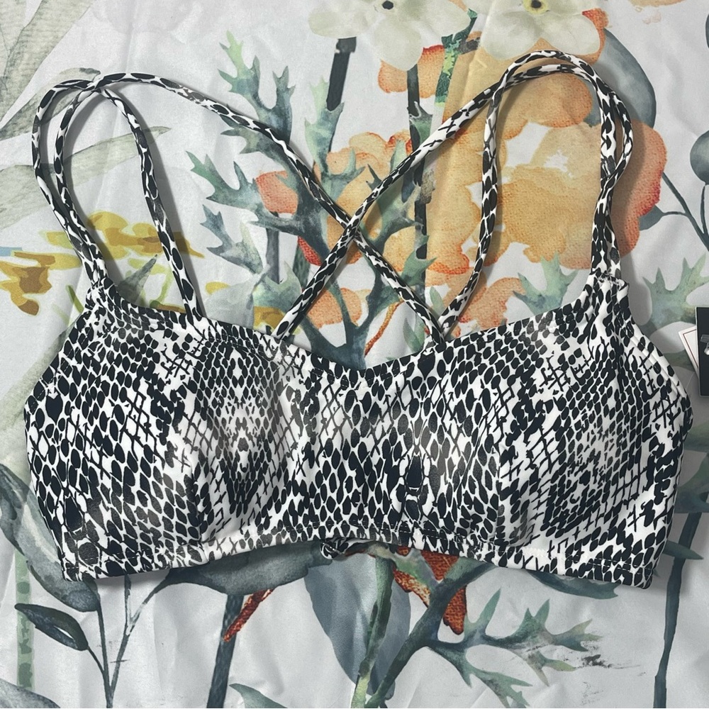 Snakeskin Print Bikini Top
